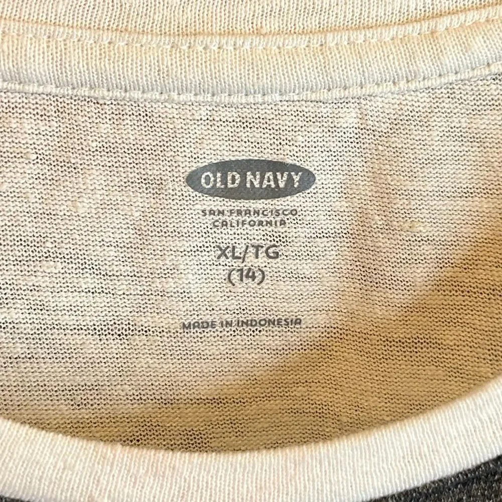 5 for $25🔥Old Navy‎ White Linen Blend Football T-Shirt XL (14)